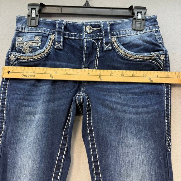 Rock Revival Jeans Women's 25 (2) Dark Blue Silana Embellished Western Bling - Picture 13 of 16